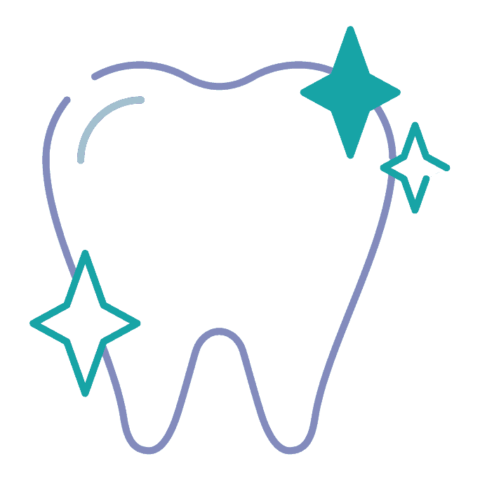 Tooth icon with shiny stars