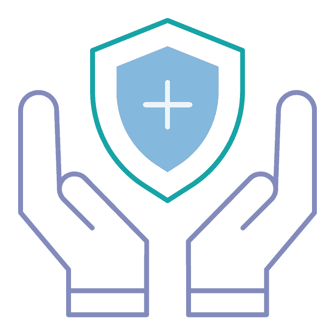 hands holding a shield icon