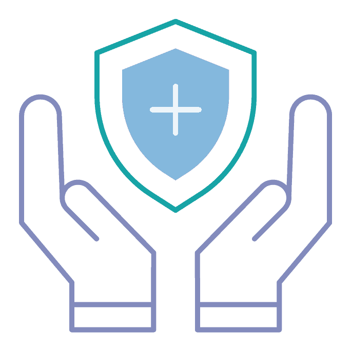 hands holding a shield icon