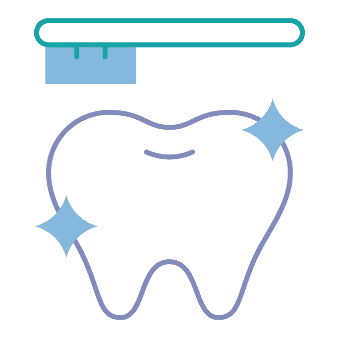 Tooth icon with toothbrush