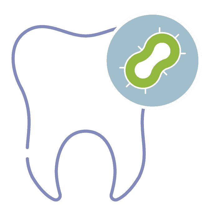 Tooth icon with bacteria