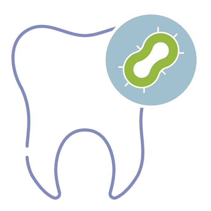 Tooth icon with bacteria