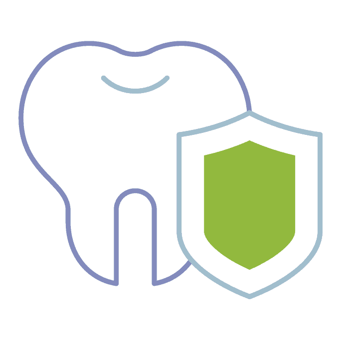 Tooth icon with shield in front